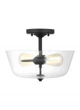  7714502-112 - Belton transitional 2-light indoor dimmable ceiling semi-flush mount in midnight black finish with c