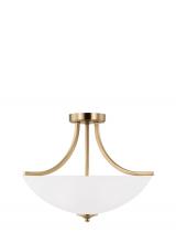 7716503EN3-848 - Geary traditional indoor dimmable LED medium 3-light semi-flush convertible pendant in satin brass f