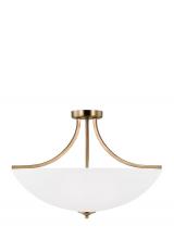  7716504EN3-848 - Geary traditional indoor dimmable LED large 4-light semi-flush convertible pendant in satin brass fi