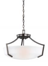  7724503-710 - Hanford traditional 3-light indoor dimmable ceiling flush mount in bronze finish with satin etched g