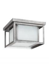  79039-57 - Hunnington contemporary 2-light outdoor exterior ceiling flush mount in weathered pewter grey finish