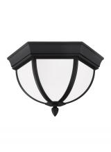  79136-12 - Wynfield traditional 2-light outdoor exterior ceiling ceiling flush mount in black finish with etche