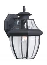  8038-12 - Lancaster traditional 1-light outdoor exterior medium wall lantern sconce in black finish with clear
