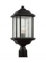  82029-746 - Kent traditional 1-light outdoor exterior post lantern in oxford bronze finish with clear seeded gla
