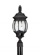  82200-12 - Wynfield traditional 2-light outdoor exterior post lantern in black finish with clear beveled glass