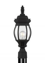  82202-12 - Wynfield traditional 1-light outdoor exterior small post lantern in black finish with clear beveled