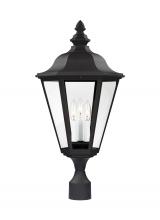  8231-12 - Brentwood traditional 3-light outdoor exterior post lantern in black finish with clear glass panels