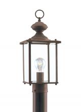  8257-71 - Jamestowne transitional 1-light outdoor exterior post lantern in antique bronze finish with clear be