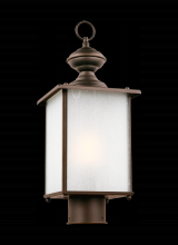  82570-71 - Jamestowne transitional 1-light outdoor exterior post lantern in antique bronze finish with frosted