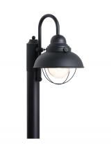  8269-12 - Sebring transitional 1-light outdoor exterior post lantern in black finish with clear seeded glass d