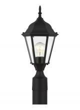  82938-12 - Bakersville traditional 1-light outdoor exterior post lantern in black finish with clear beveled gla
