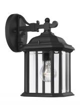  84029-12 - Kent traditional 1-light outdoor exterior small wall lantern sconce in black finish with clear bevel