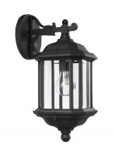  84030-12 - Kent traditional 1-light outdoor exterior medium wall lantern sconce in black finish with clear beve