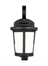  8519301-12 - Eddington modern 1-light outdoor exterior small wall lantern sconce in black finish with cased opal