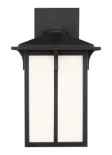  8552701-12 - Tomek modern 1-light outdoor exterior small wall lantern sconce in black finish with etched white gl