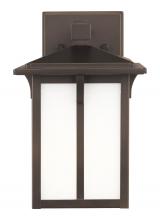  8552701-71 - Tomek modern 1-light outdoor exterior small wall lantern sconce in antique bronze finish with etched