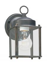  8592-71 - New Castle traditional 1-light outdoor exterior wall lantern sconce in antique bronze finish with cl