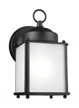  8592001-12 - New Castle traditional 1-light outdoor exterior wall lantern sconce in black finish with satin etche