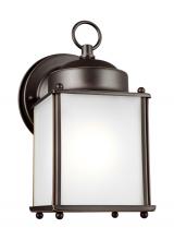  8592001-71 - New Castle traditional 1-light outdoor exterior wall lantern sconce in antique bronze finish with sa