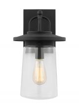  8608901-12 - Tybee traditional 1-light outdoor exterior medium wall lantern in black finish with clear glass shad