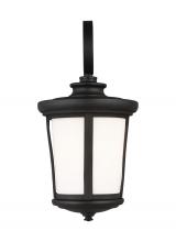  8619301-12 - Eddington modern 1-light outdoor exterior medium wall lantern sconce in black finish with cased opal