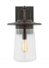  8708901-71 - Tybee traditional 1-light outdoor exterior large wall lantern in antique bronze finish with clear gl
