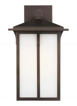  8752701-71 - Tomek modern 1-light outdoor exterior large wall lantern sconce in antique bronze finish with etched