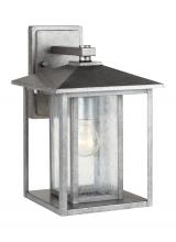  88027-57 - Hunnington contemporary 1-light outdoor exterior medium wall lantern in weathered pewter grey finish