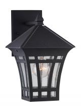  88132-12 - Herrington transitional 1-light outdoor exterior medium wall lantern sconce in black finish with cle