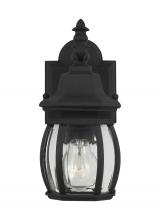  88203-12 - Wynfield traditional 1-light outdoor exterior small wall lantern sconce in black finish with clear b