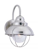  8870-98 - Sebring transitional 1-light outdoor exterior small wall lantern sconce in brushed stainless silver