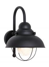  8871-12 - Sebring transitional 1-light outdoor exterior large wall lantern sconce in black finish with clear s