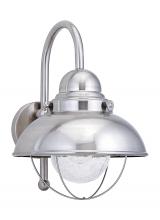  8871-98 - Sebring transitional 1-light outdoor exterior large wall lantern sconce in brushed stainless silver