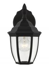  88936-12 - Bakersville traditional 1-light outdoor exterior round small wall lantern sconce in black finish wit
