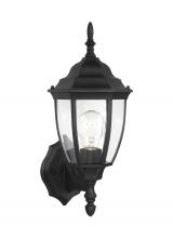  88940-12 - Bakersville traditional 1-light outdoor exterior wall lantern in black finish with clear curved beve