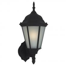  89941-12 - Bakersville traditional 1-light outdoor exterior wall lantern sconce in black finish with satin etch