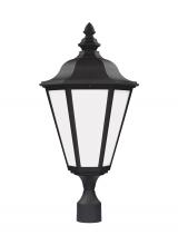  89025-12 - Brentwood traditional 1-light outdoor exterior post lantern in black finish with smooth white glass
