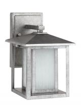  89029-57 - Hunnington contemporary 1-light outdoor exterior small wall lantern in weathered pewter grey finish