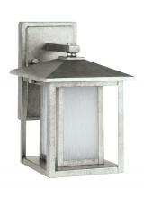  89029EN3-57 - Hunnington contemporary 1-light LED outdoor exterior small wall lantern in weathered pewter grey fin