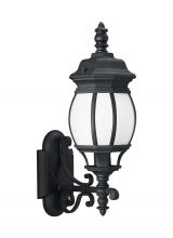  89102-12 - Wynfield traditional 1-light outdoor exterior medium wall lantern sconce in black finish with froste