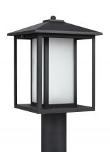  89129EN3-12 - Hunnington contemporary 1-light LED outdoor exterior post lantern in black finish with etched seeded