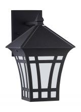  89132-12 - Herrington transitional 1-light outdoor exterior medium wall lantern sconce in black finish with etc