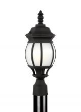  89202-12 - Wynfield traditional 1-light outdoor exterior small post lantern in black finish with frosted glass