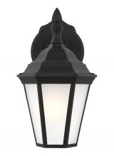  89937-12 - Bakersville traditional 1-light outdoor exterior small wall lantern sconce in black finish with sati