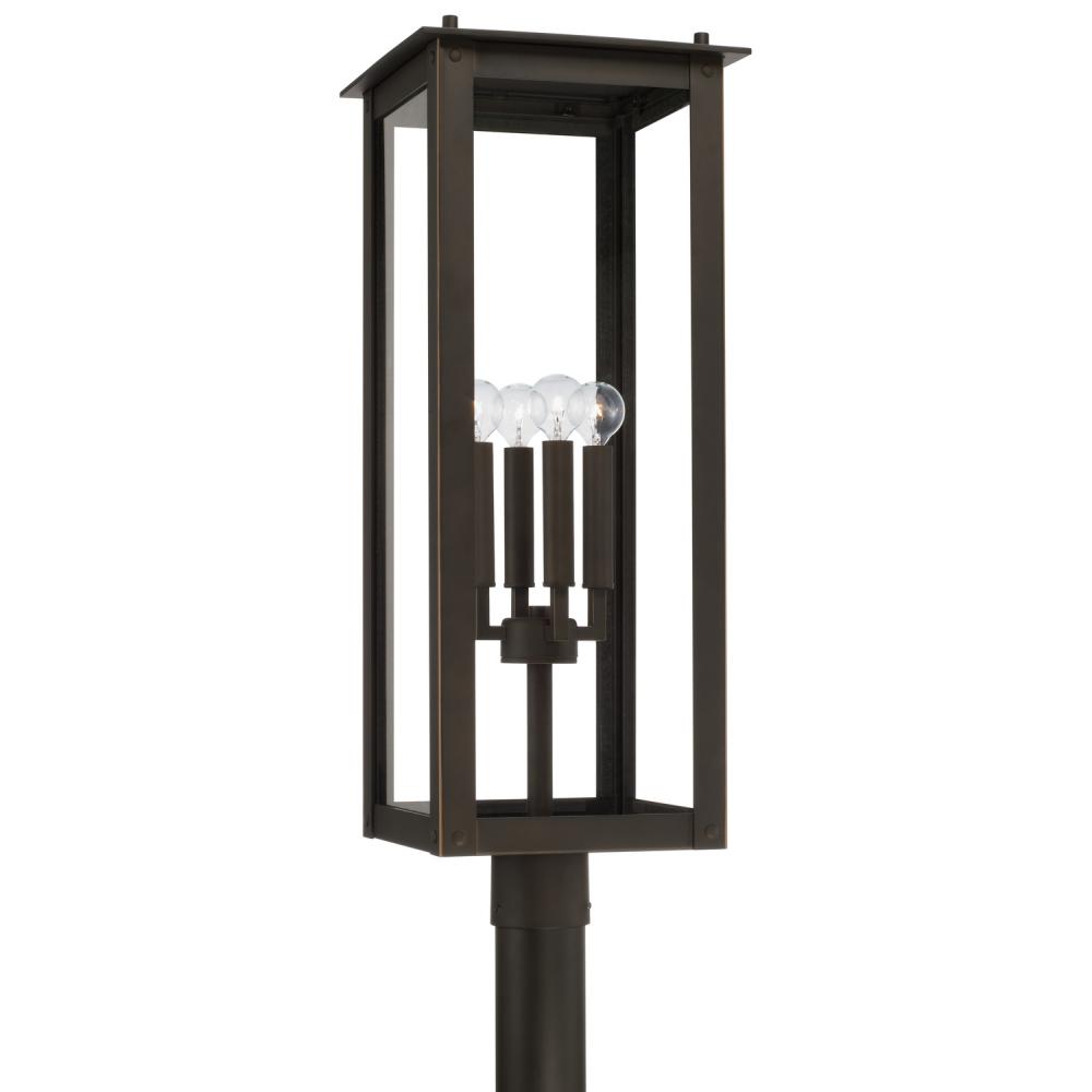 4-Light Post Lantern in Oiled Bronze with Clear Glass