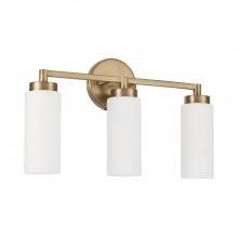  151731AD - 3-Light Cylindrical Vanity in Aged Brass with Faux Alabaster Glass