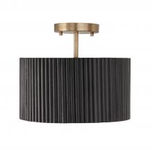  250711KR - 1-Light Semi-Flush Pendant in Matte Brass and Handcrafted Mango Wood in Black Stain