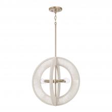  349843MA - 4-Light Orb Pendant in Matte Brass with Bleached Natural Rope