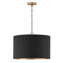  350741KR - 3-Light Pendant in Matte Brass and Handcrafted Mango Wood in Black Stain