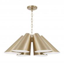 Capital 354961MA - 6-Light Modern Pendant in Matte Brass with Painted White Interior